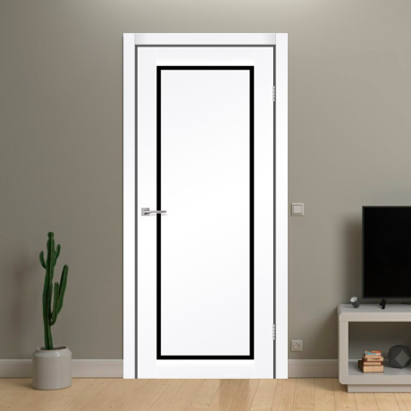 Ușă interior Korfad Laguna Ex Albă cu sticlă Neagră-3