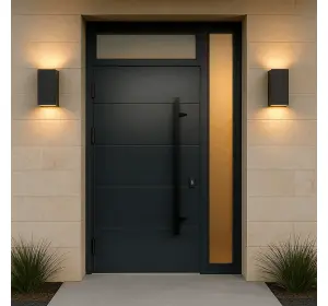 Ușă de exterior premium cu furnir natural GRAFIT