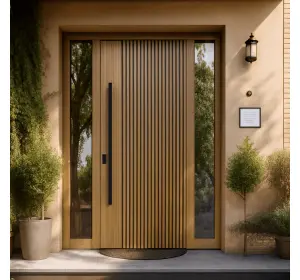 Ușă de exterior premium cu furnir natural WOOD LINE