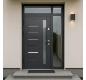 Ușă de exterior premium cu furnir natural LINEA